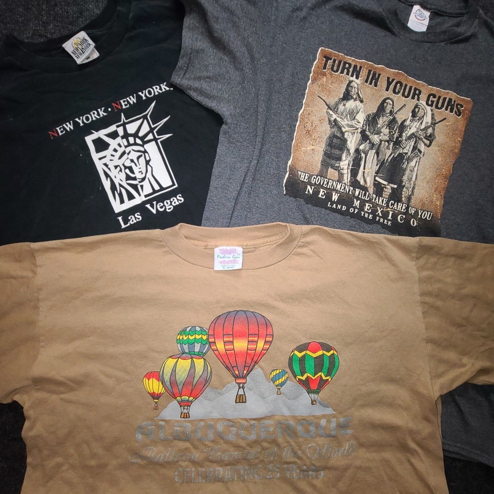 Lot of 3‎ Vintage Destination Tees Las Vegas New Mexico Albuquerque L XL XXL